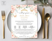 Load image into Gallery viewer, Soft Blush Pink Floral Quinceañera Sweet XV Sponsor Letter Request Editable Template - Digital Printable Files - Instant Download - QC7