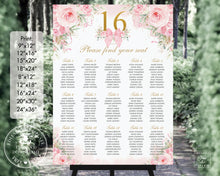 Load image into Gallery viewer, Coquette Sweet Girly Pink Floral Bows Quinceañera Sweet 16 Birthday Seating Chart Sign Editable Template - Digital Printable Files - Instant Download - QC93