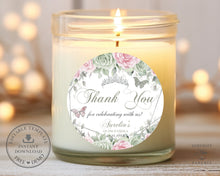 Load image into Gallery viewer, Sage Green Blush Floral Quinceanera Birthday 2 Inches Circle Round Label Editable Template - Digital Printable File - Instant Download - QC49