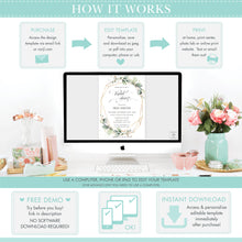 Load image into Gallery viewer, Elegant Rustic Greenery Geometric Bridal Shower Invitation Editable Template - Instant Download Digital Printable File - GR1