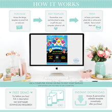 Load image into Gallery viewer, Baby Shark Family Boy Blue 5"x7" Invitation Editable Template - Digital Printable File - Instant Download - SF1