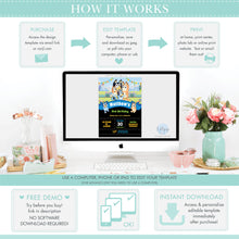 Load image into Gallery viewer, Cute Bluey Girl Pink 5"x7" Invitation Editable Template - Digital Printable File - Instant Download - BL2