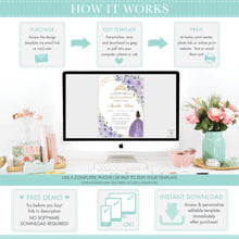 Load image into Gallery viewer, Purple Lilac and Blush Pink Floral Quince Twins Silver Quinceañera XV 15 Sweet 16 Birthday VIP Ticket Invitation Editable Template - Digital Printable File - Instant Download - QC41