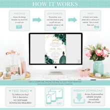 Load image into Gallery viewer, Emerald Green Blush Floral Quinceañera Invitation Printable INSTANT DOWNLOAD, Mis Quince 15 Anos Birthday Invite DIY Editable Template, QC20
