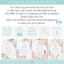 Load image into Gallery viewer, Elegant Chic Soft Blush Pink Floral Greenery Wedding Invitation Printable EDITABLE TEMPLATE Bridal Baby Birthday Gold Geometric INSTANT Download BP1