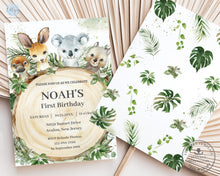 Load image into Gallery viewer, Australian Animals Rustic Wood Slice Greenery Birthday Invitation EDITABLE TEMPLATE, Digital Printable File, Instant Download, AU9