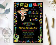 Load image into Gallery viewer, Mexican Floral Baby Shower Boy Muchachito Invitation Printable, EDITABLE TEMPLATE Fiesta Maracas Invites Bright Flowers INSTANT Download MX1
