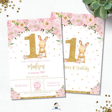 Load image into Gallery viewer, Bunny 1st First Birthday Party Invitation Editable Template - Instant Download - Digital Printable File - CB6