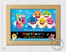 Load image into Gallery viewer, Baby Shark Family Blue A4 Welcome Sign Editable Template - Digital Printable File - Instant Download - SF1