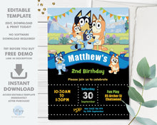 Load image into Gallery viewer, Bluey Boy Blue 5"x7" Invitation Editable Template - Digital Printable File - Instant Download - BL2