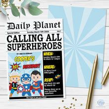 Load image into Gallery viewer, Boys Superhero Thor Captain America Superman Invitation Editable Template - Digital Printable File - Instant Download - HP1