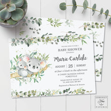 Load image into Gallery viewer, Greenery Mommy and Baby Koala Australian Animals Gender Neutral Boy Girl Baby Shower Invitation - Editable Template - Digital Printable File - Instant Download - AU1
