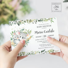 Load image into Gallery viewer, Greenery Mommy and Baby Koala Australian Animals Gender Neutral Boy Girl Baby Shower Invitation - Editable Template - Digital Printable File - Instant Download - AU1