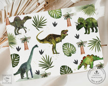 Load image into Gallery viewer, Dinosaurs Jurassic Greenery Birthday Photo Picture Invitation EDITABLE TEMPLATE Digital Printable File Instant Download
