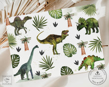 Load image into Gallery viewer, Dinosaurs Jurassic Greenery Birthday Photo Picture Invitation EDITABLE TEMPLATE Digital Printable File Instant Download