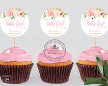 Load image into Gallery viewer, Chic Blush Pink Floral Baby Shower 2 Inches Circle Round Label - Editable Template - Digital Printable File - Instant Download - BL1