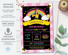 Load image into Gallery viewer, Emma Bow The Wiggles Photo Chalkboard Invitation Editable Template - Digital Printable File - Instant Download - WG1