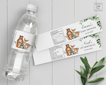 Load image into Gallery viewer, Rustic Greenery Woodland Animals Birthday Baby Shower Water Bottle Labels - Editable Template - Instant Download - Digital Printable File - Wl1