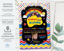 Load image into Gallery viewer, The Wiggles Chalkboard Blue Invitation Editable Template - Digital Printable File - Instant Download - WG1