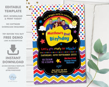 Load image into Gallery viewer, The Wiggles Chalkboard Blue Invitation Editable Template - Digital Printable File - Instant Download - WG1