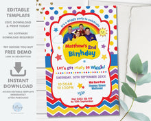 Load image into Gallery viewer, The Wiggles Vibrant Blue Invitation Editable Template - Digital Printable File - Instant Download - WG1

