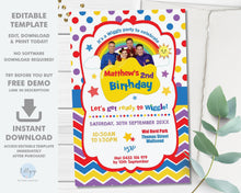 Load image into Gallery viewer, The Wiggles Vibrant Blue Invitation Editable Template - Digital Printable File - Instant Download - WG1