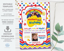 Load image into Gallery viewer, The Wiggles Vibrant Blue Invitation Editable Template - Digital Printable File - Instant Download - WG1