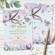 Load image into Gallery viewer, Chic Pink Mermaid Tail Baby Shower Invitation Editable Template - Instant Download - Digital Printable File - MT2