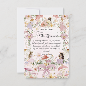 Whimsical Cute Fairies Birthday Wildflower Garden Thank You Card