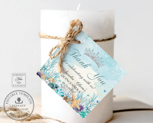 Under the Sea Quinceanera Sweet Sixteen Birthday Square Favor Labels Stickers Tags - EDITABLE TEMPLATE - Digital Printable File - Instant Download - QC53