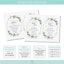 Load image into Gallery viewer, Elegant Rustic Greenery Geometric Baptism Christening Invitation Editable Template - Instant Download Digital Printable File - GR1
