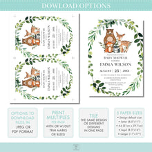 Load image into Gallery viewer, Rustic Greenery Woodland Animals Birthday Baby Shower Water Bottle Labels - Editable Template - Instant Download - Digital Printable File - Wl1
