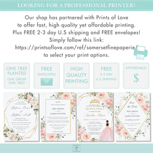 Chic Whimsical Elephant Blush Peach Floral Baby Shower Invitation EDITABLE TEMPLATE - Digital Printable File - Instant Download - EP3