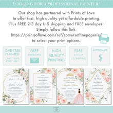 Load image into Gallery viewer, Chic Baby Blue Floral Silver Quinceañera Sweet 16 Princess Birthday INVITATION EDITABLE TEMPLATE, Digital Printable File, Instant Download, QC18
