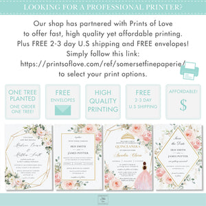 Lavender Lilac Purple Floral Silver Sweet 16 Birthday Invitation EDITABLE TEMPLATE Brown Princess Quinceañera INSTANT Download QC37