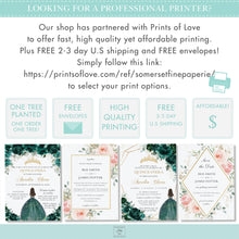 Load image into Gallery viewer, Red White Roses Floral Gold Quinceañera Invitation Printable EDITABLE TEMPLATE Mis Quince 15 Años Charro Dress Princess Horses Birthday QC19
