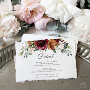 Chic Burgundy Rust Burnt Orange Blush Floral Wedding Invitation Bundle Set - Editable Template - Digital Printable File - Instant Download - RB3