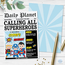 Load image into Gallery viewer, Boys Superhero Thor Captain America Superman Invitation Editable Template - Digital Printable File - Instant Download - HP1
