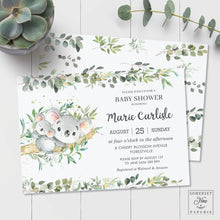 Load image into Gallery viewer, Greenery Mommy and Baby Koala Australian Animals Gender Neutral Boy Girl Baby Shower Invitation - Editable Template - Digital Printable File - Instant Download - AU1
