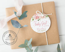 Load image into Gallery viewer, Chic Blush Pink Floral Baby Shower 2 Inches Circle Round Label - Editable Template - Digital Printable File - Instant Download - BL1
