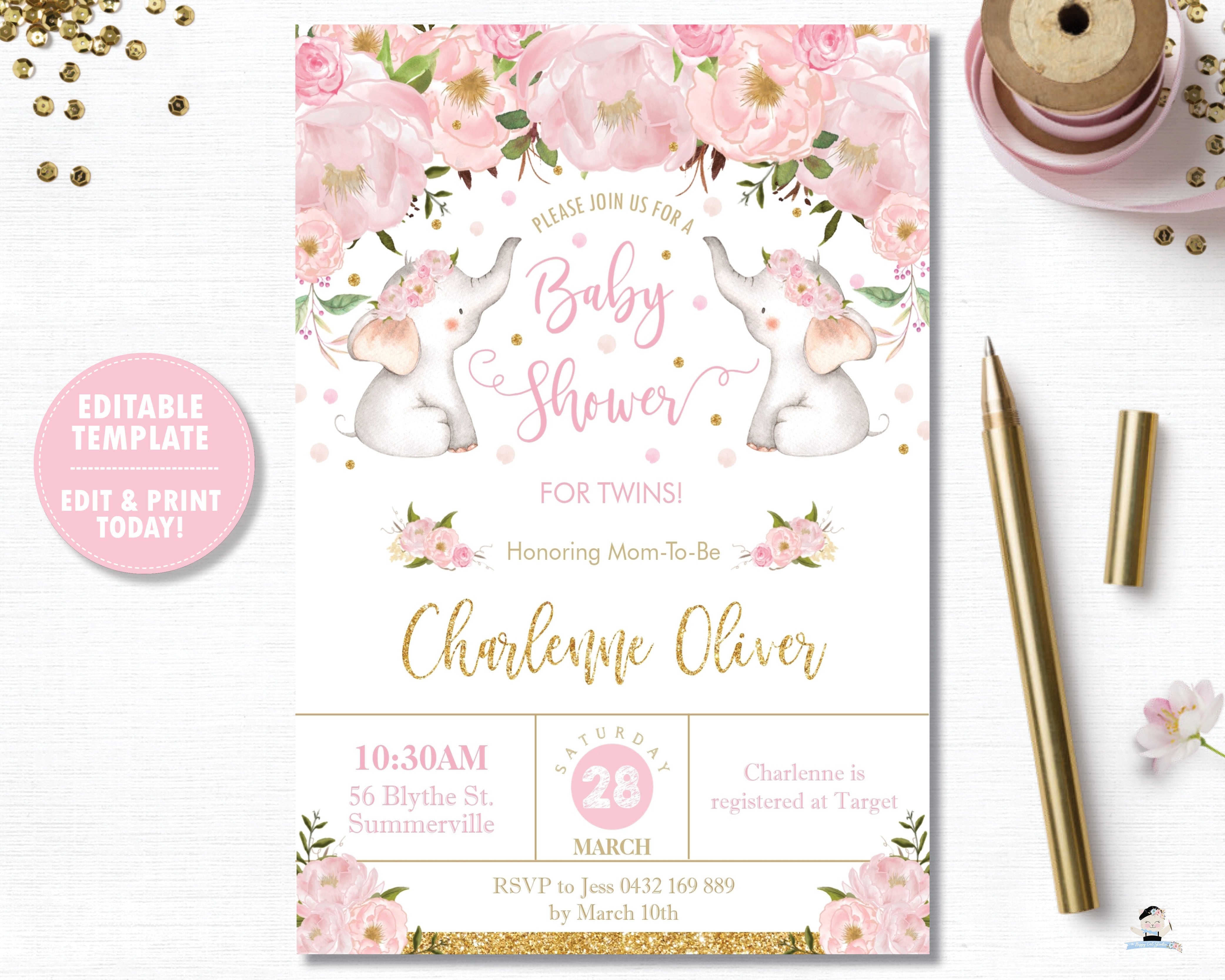 Baby Shower Elephant Printables