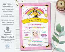 Load image into Gallery viewer, Emma Dance The Wiggles Photo Invitation Editable Template - Digital Printable File - Instant Download - WG1
