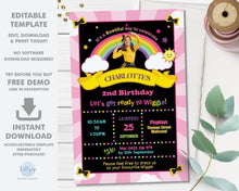 Load image into Gallery viewer, Emma Bow The Wiggles Photo Chalkboard Invitation Editable Template - Digital Printable File - Instant Download - WG1
