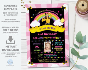 Emma Bow The Wiggles Photo Chalkboard Invitation Editable Template - Digital Printable File - Instant Download - WG1