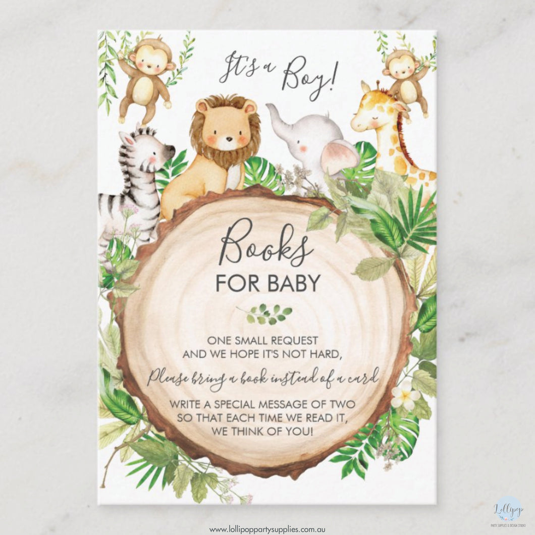 Greenery Jungle Safari Animals Books for Baby Insert Cards (Pack of 100)
