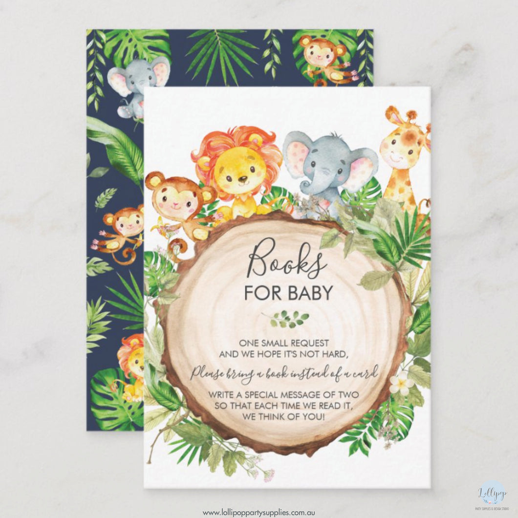 Greenery Cute Jungle Safari Animals Books for Baby Insert Cards (Pack of 100)