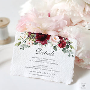 Rustic Burgundy Blush Floral Wedding Invitation Bundle EDITABLE TEMPLATE - Instant Download - Digital Printable File - RB1