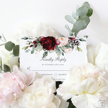 Load image into Gallery viewer, Rustic Burgundy Blush Floral Wedding Invitation Bundle EDITABLE TEMPLATE - Instant Download - Digital Printable File - RB1
