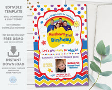 Load image into Gallery viewer, The Wiggles Vibrant Blue Invitation Editable Template - Digital Printable File - Instant Download - WG1

