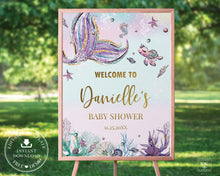 Load image into Gallery viewer, Whimsical Mermaid Welcome Sign Baby Shower Birthday Bridal Shower - Editable Template - Digital Printable File - Instant Download - MT1A
